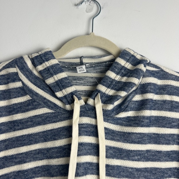 NEW J. Crew Factory Women's XXL Blue & White Striped Pullover Hoodie Coastal - Picture 4 of 8
